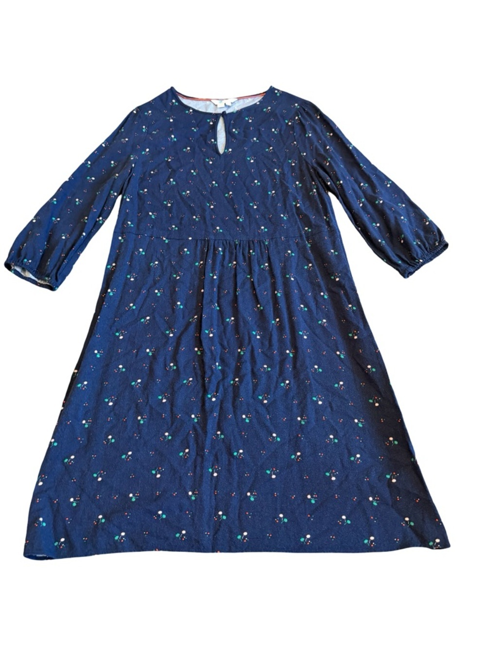 Boden Nerissa Navy Blue Floral Print Shift Dress Cottagecore Size 10L Women's
